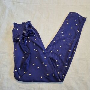 Mini Boden girls size 11 years blue & gold 100% viscose pull on pants VGUC